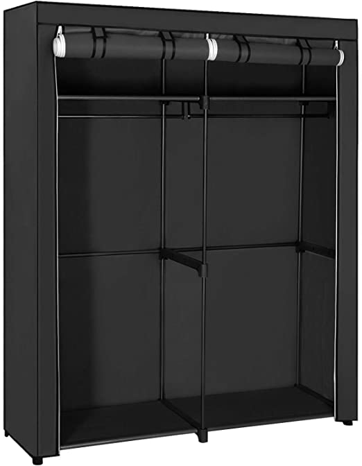 Wardrobe with clothing bars - Linen cupboard - Clothing rack - Foldable - 140 x 43 x 174 cm