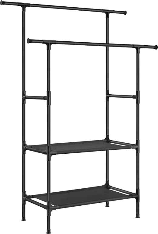 Clothing rack - Metal coat - with 2 clothes rods - 2 shelves - taxable up to 70 kg