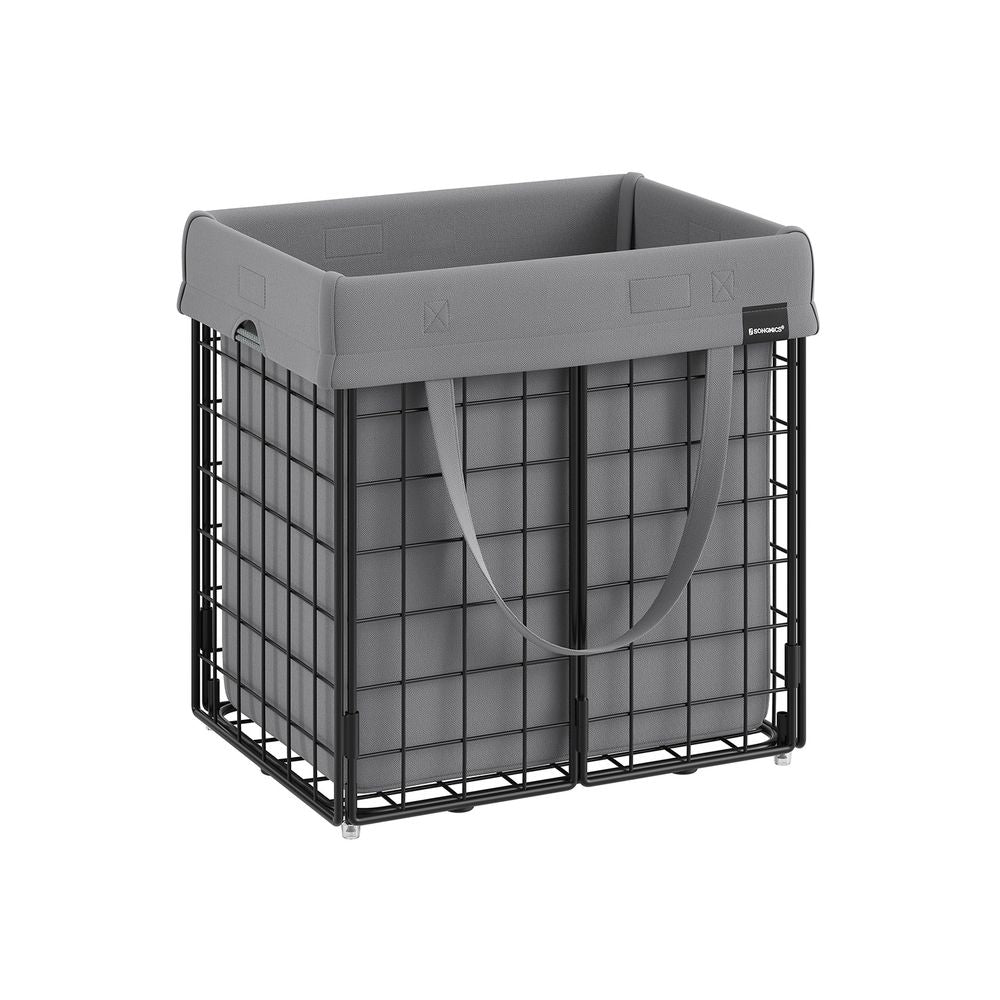 Laundry basket - With removable laundry bag - Metal frame - Gray