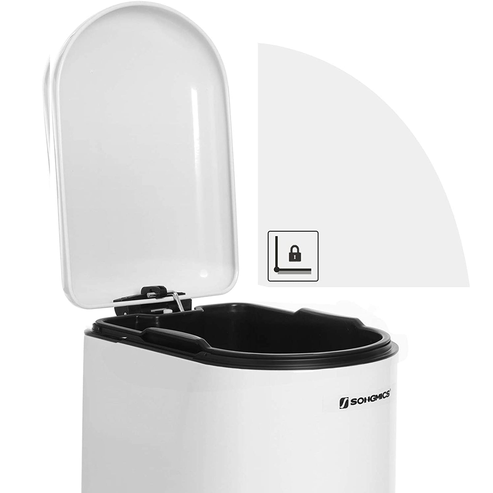 Small Trash Can – Steel – White – Pedal with Removable Inner Bucket and Slow Close