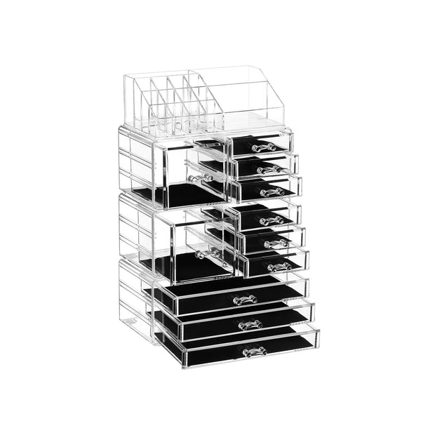 Makeup Organiser – Plastic – Transparent – 11 Drawers with 15 Compartments