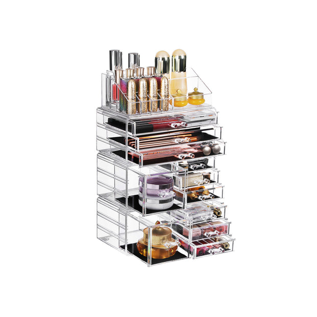 Makeup Organiser – Plastic – Transparent – 11 Drawers with 15 Compartments