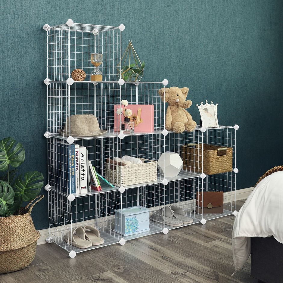 Storage Cube Unit – Metal Wire Mesh – Black – Interlocking Design with Large Capacity