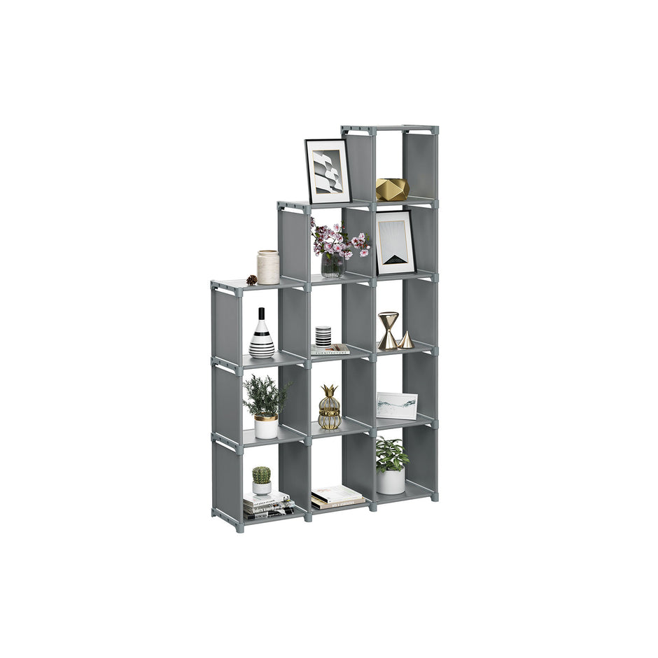 12-Cube Storage Shelf – MDF – Black – Versatile Closet Organizer with Bonus Rubber Mallet