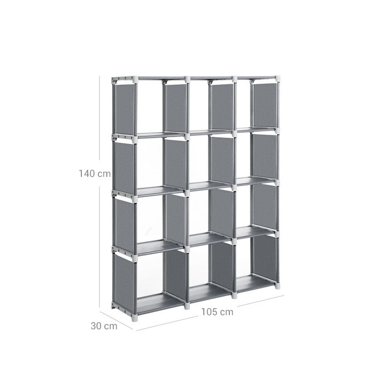 12-Cube Storage Shelf – MDF – Black – Versatile Closet Organizer with Bonus Rubber Mallet