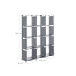 12-Cube Storage Shelf – MDF – Black – Versatile Closet Organizer with Bonus Rubber Mallet