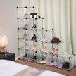 Shoe Rack – Plastic – Translucent White – Modular Interlocking 16-Cube Storage Unit