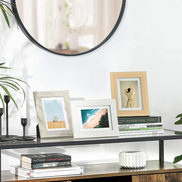 Picture Frame Set – Wood – White, Grey, Brown – Table and Wall Display for 4 x 6 and 5 x 7 Inch Photos