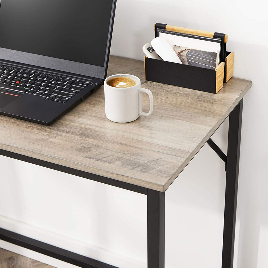 Small Office Table – Steel – Hazelnut Brown and Black – Industrial Design, Easy Assembly