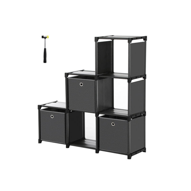 Storage Unit – Metal – Black – 6 Cubes with 3 Storage Boxes