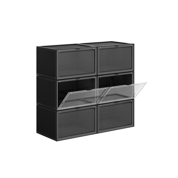 Shoe Box – Plastic – Clear – Stackable and Easy to Assemble (Set of 6)
