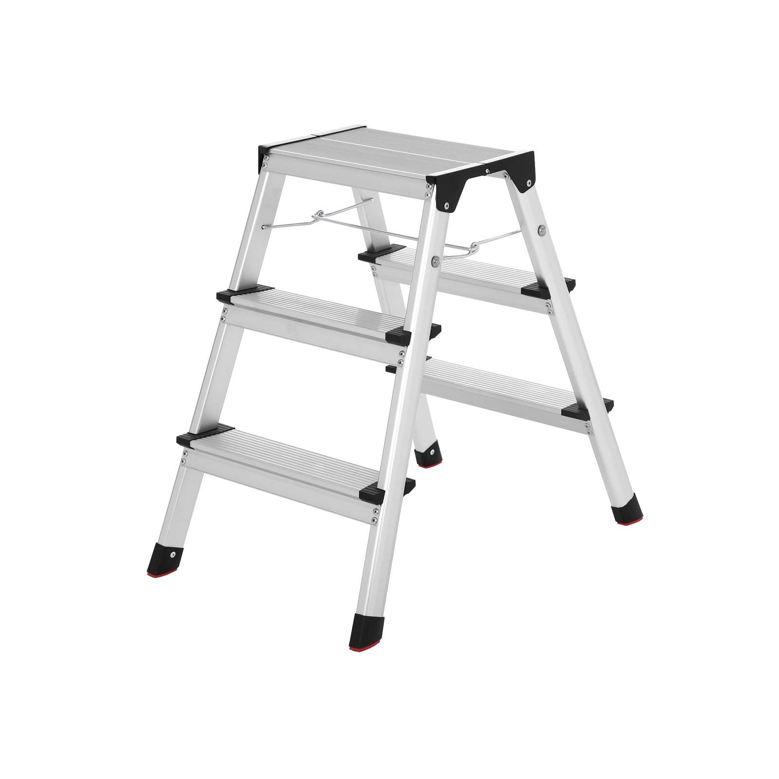 Folding Step Ladder – Aluminum – Lightweight – Multi-Purpose 2 x 3 Stages