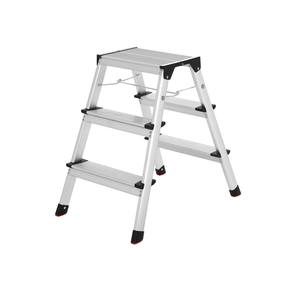 Folding Step Ladder – Aluminum – Lightweight – Multi-Purpose 2 x 3 Stages