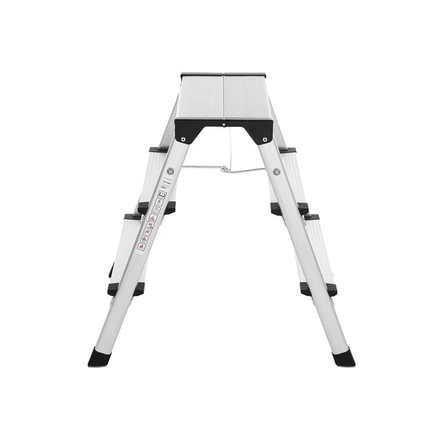 Folding Step Ladder – Aluminum – Lightweight – Multi-Purpose 2 x 3 Stages