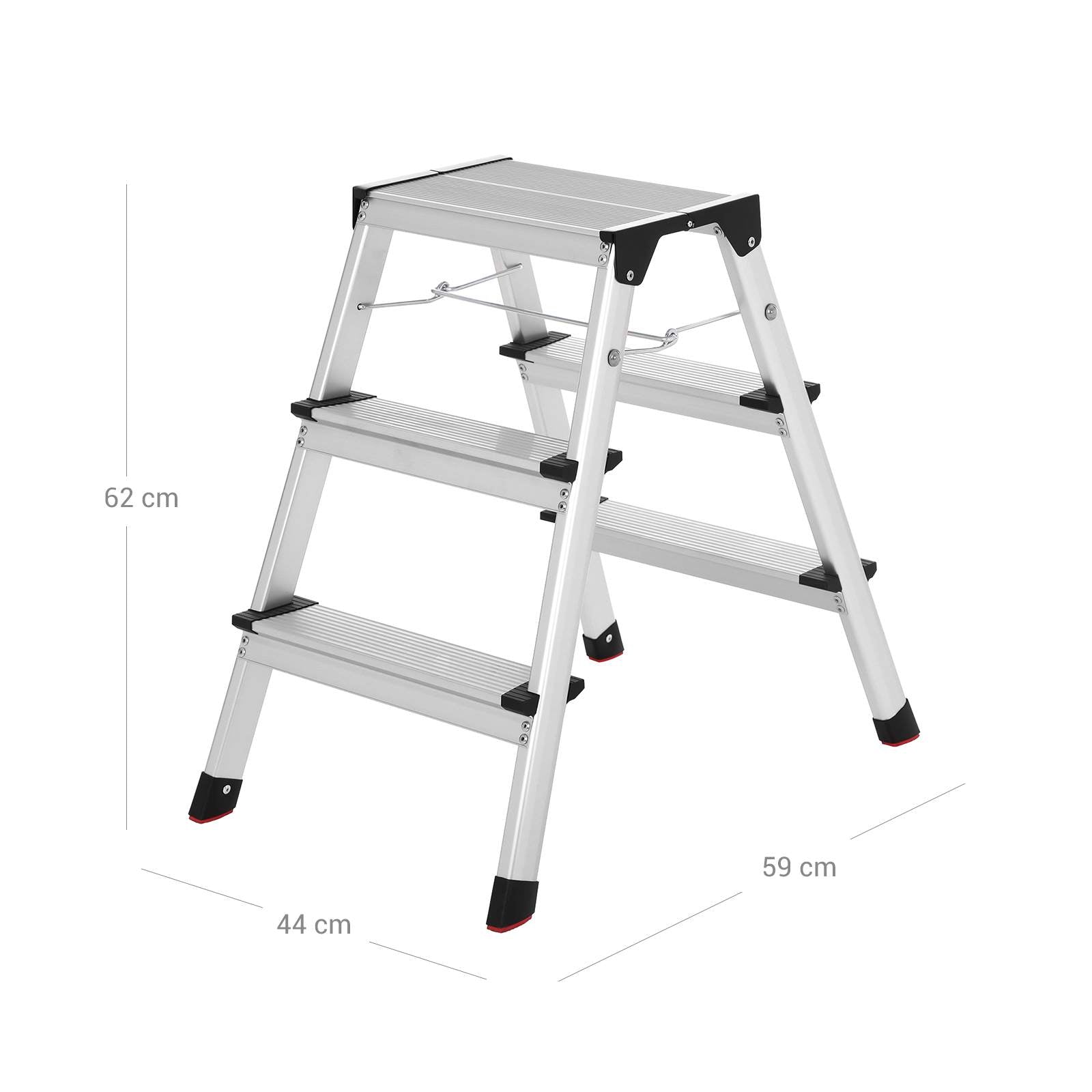 Folding Step Ladder – Aluminum – Lightweight – Multi-Purpose 2 x 3 Stages