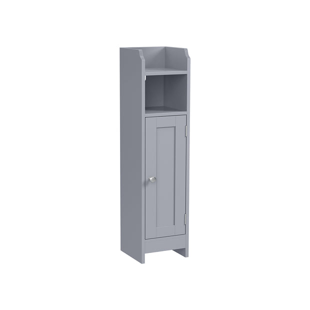 Freestanding Slim Bathroom Cabinet – Wood – White – Adjustable Shelves