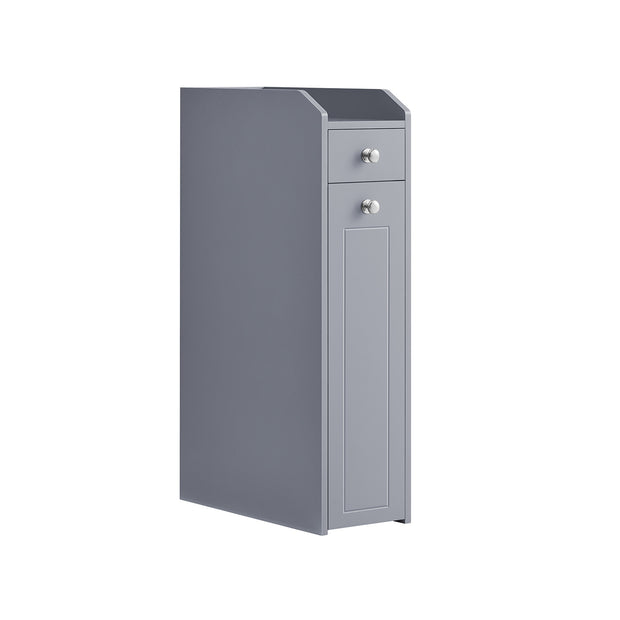 Freestanding Bathroom Cabinet – Wood – White – Slim Design with Slide Out Drawers