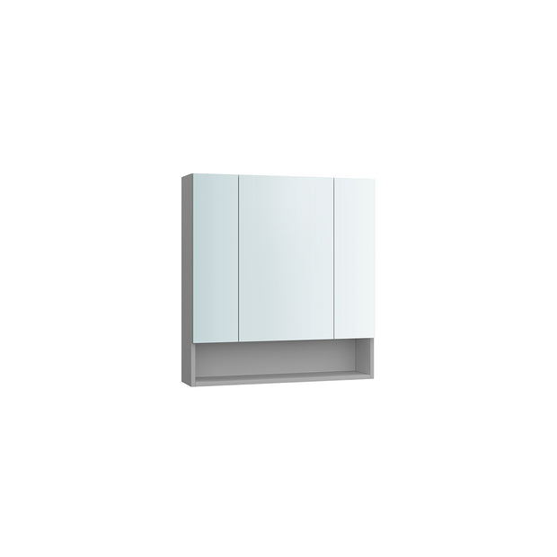 Bathroom Mirror Cabinet – Wood – Cloud White – Adjustable Shelves with Open Compartment