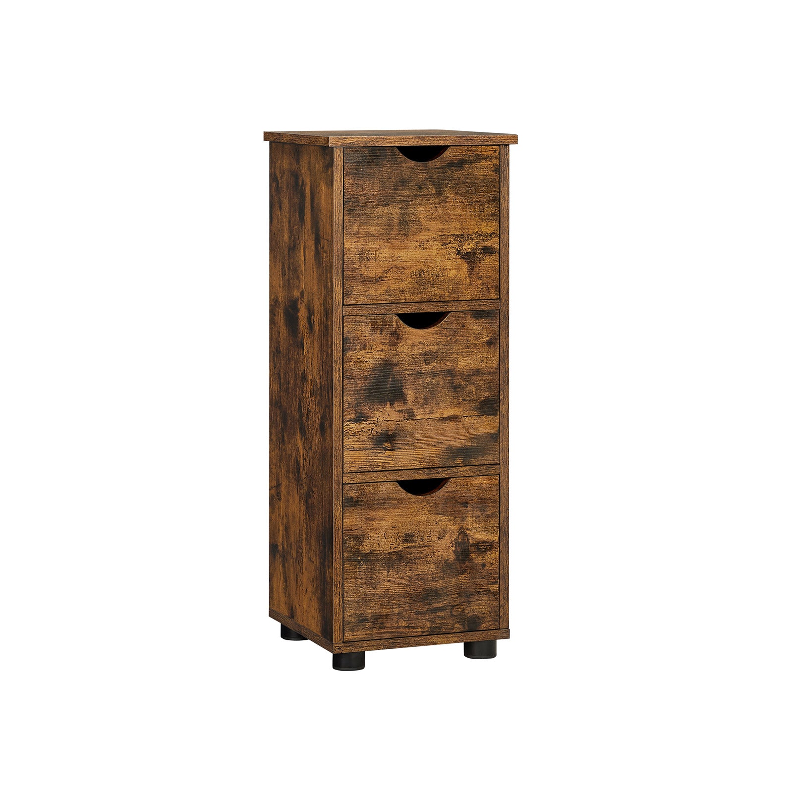 Storage Unit – MDF – Rustic Brown – Slim Design with 3 Drawers