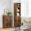 Floor Cabinet – Engineered Wood – Rustic Brown – Tall Design with Adjustable Shelves and Open Compartments