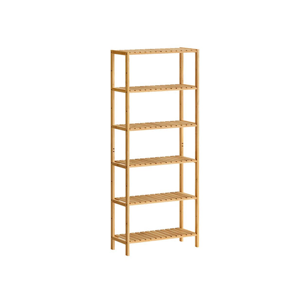 Bamboo Storage Shelf – Natural Beige – Six-Tier Multifunctional Unit