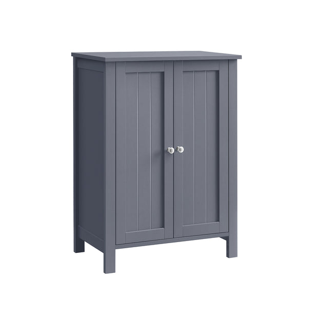 Freestanding Bathroom Cabinet – Wood – White – Double Door with Adjustable Shelves