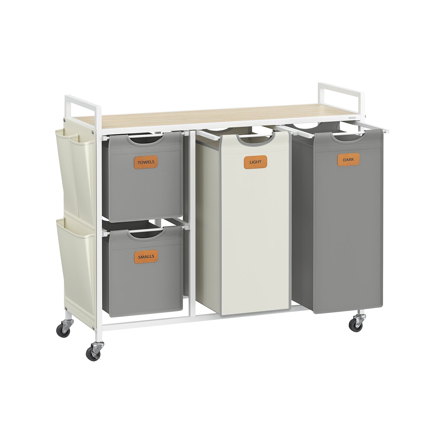 Laundry Hamper – Fabric – Chestnut Brown, Ink Black, Dove Grey – 4 Compartments, 150 L Capacity