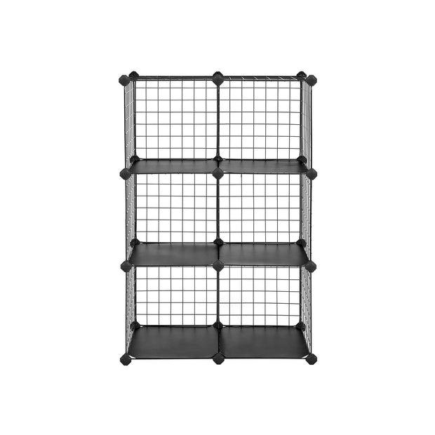 Storage Rack – Metal Wire – Black – Interlocking Design with Plastic Sheets
