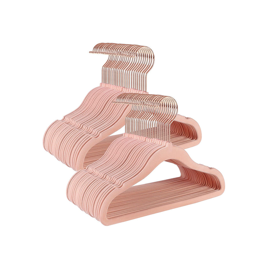 Baby Hangers – Velvet – Light Pink – Pack of 50 with Rose Gold Hooks