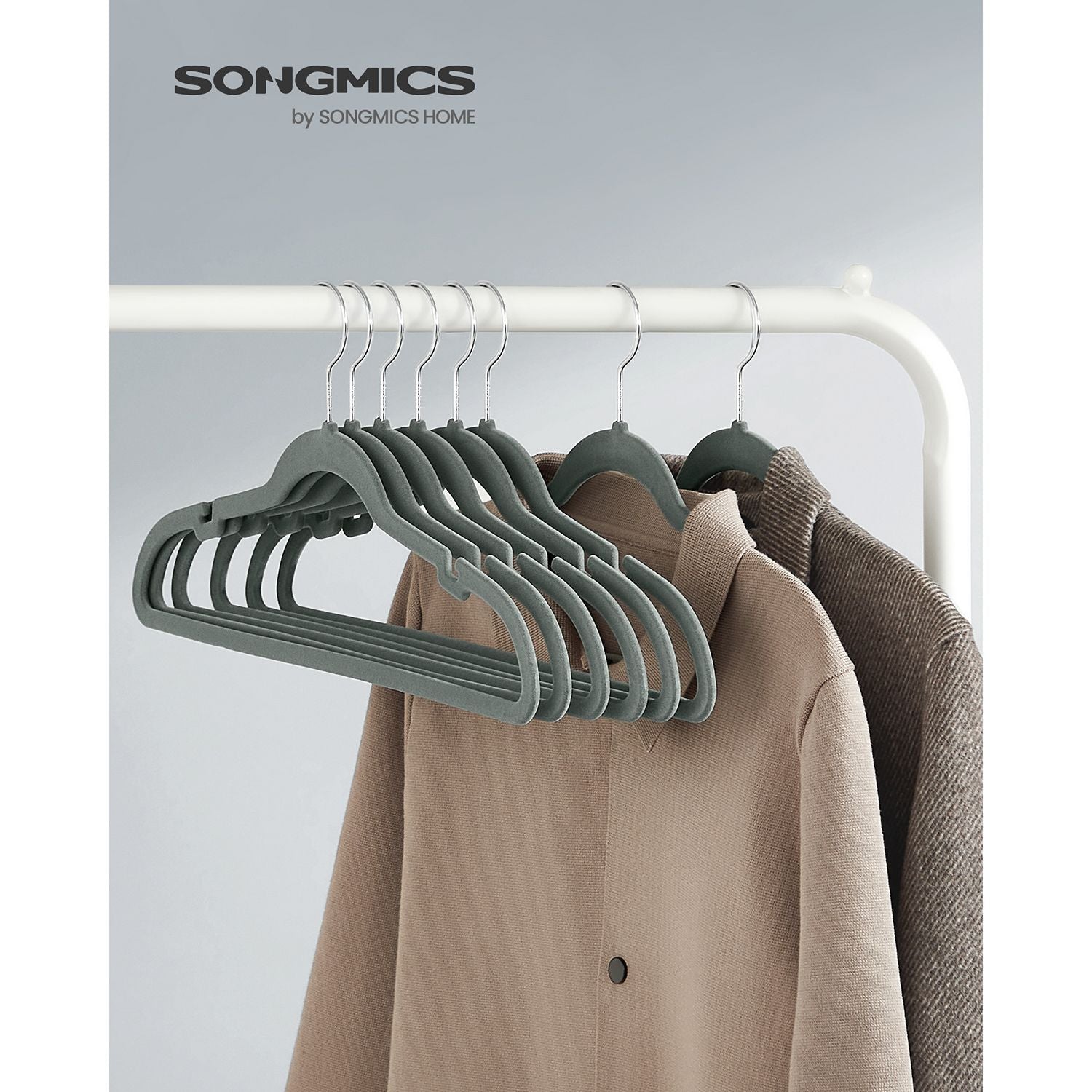 30-Pack Velvet Hangers – Velvet – Grey – Non-Slip with Shoulder Notches and Trouser Bar