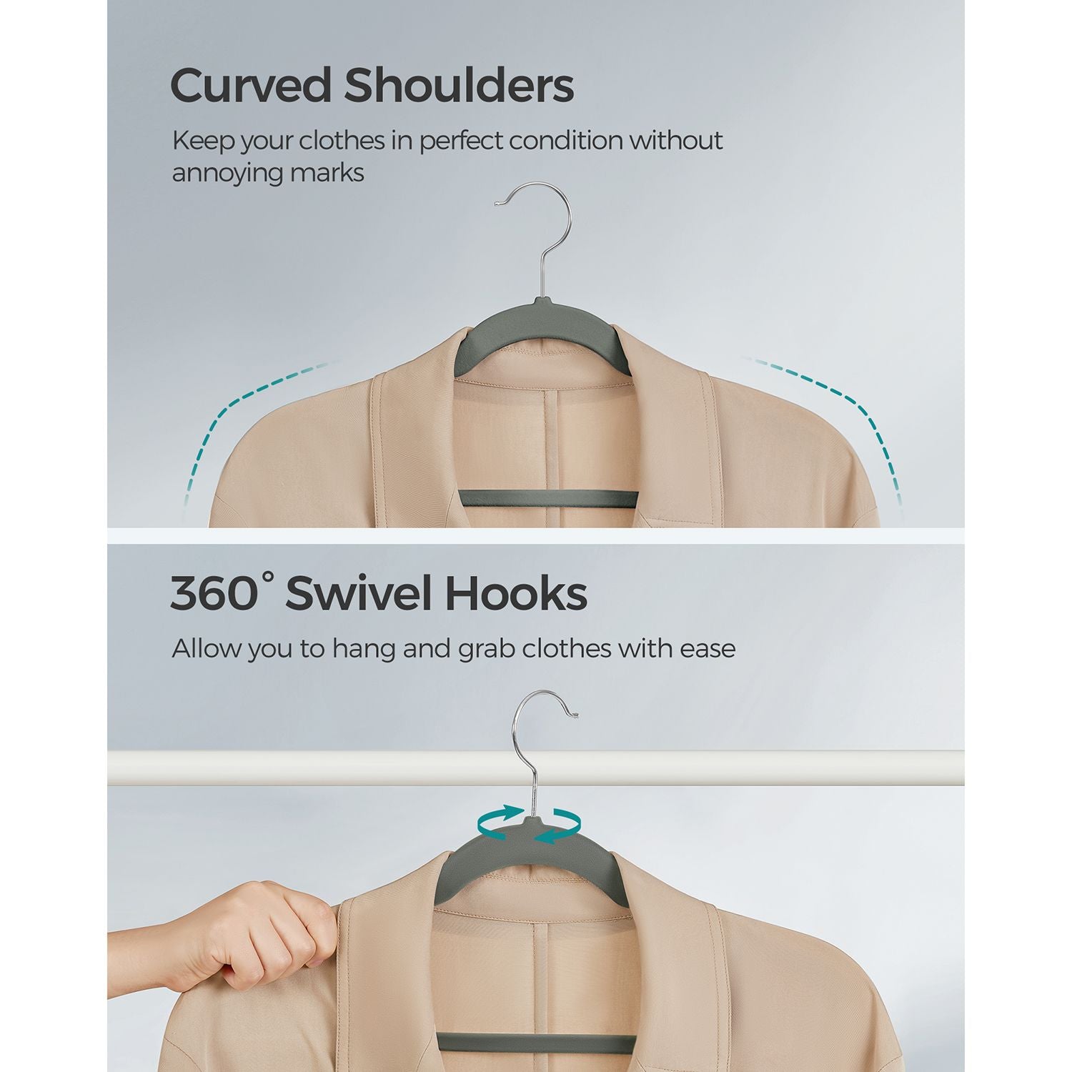 30-Pack Velvet Hangers – Velvet – Grey – Non-Slip with Shoulder Notches and Trouser Bar
