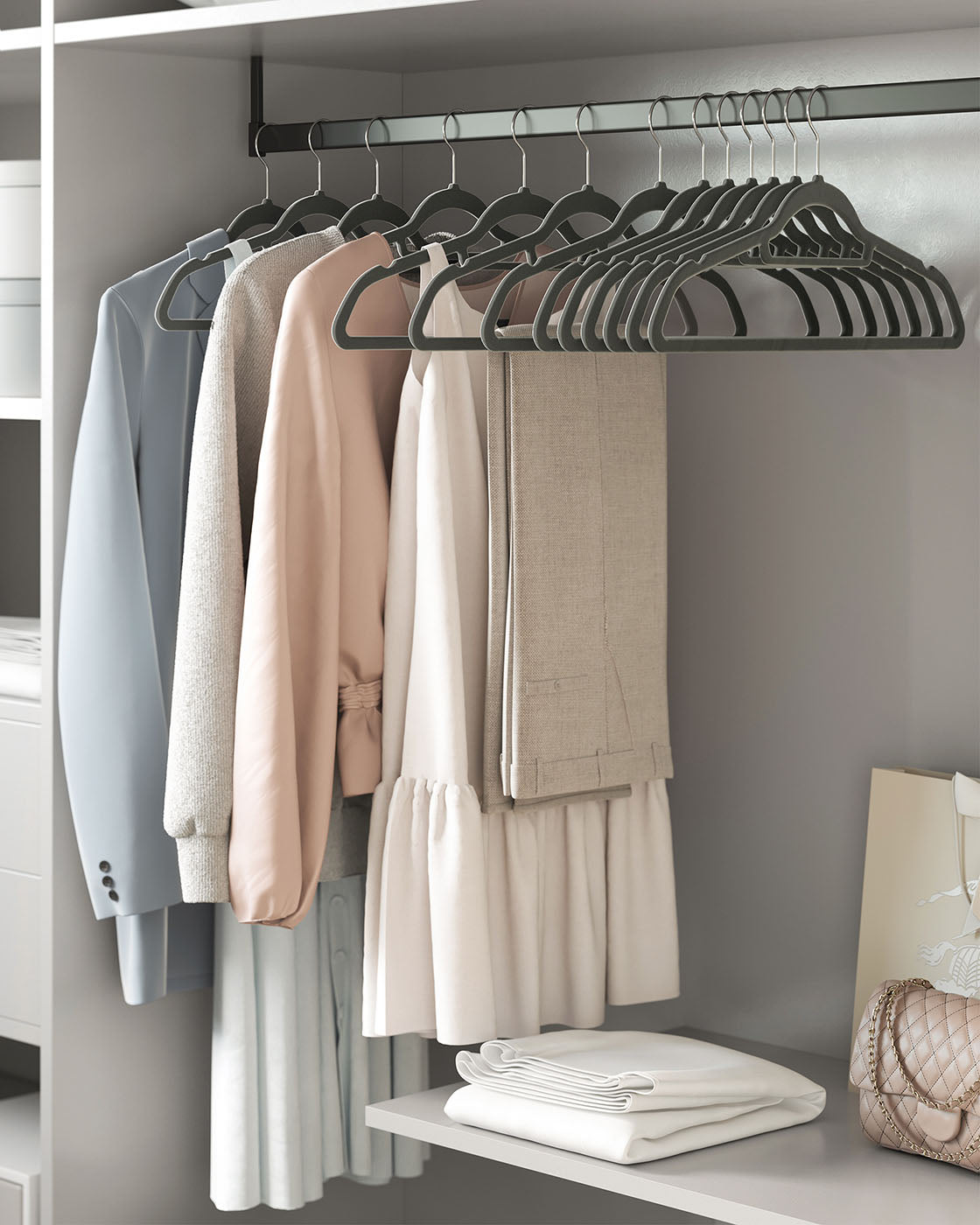 Velvet Hangers – Velvet – Black – Ultra Thin Non-Slip Design with Tie Organizer and 360-Degree Swivel Hook – 20 Pack