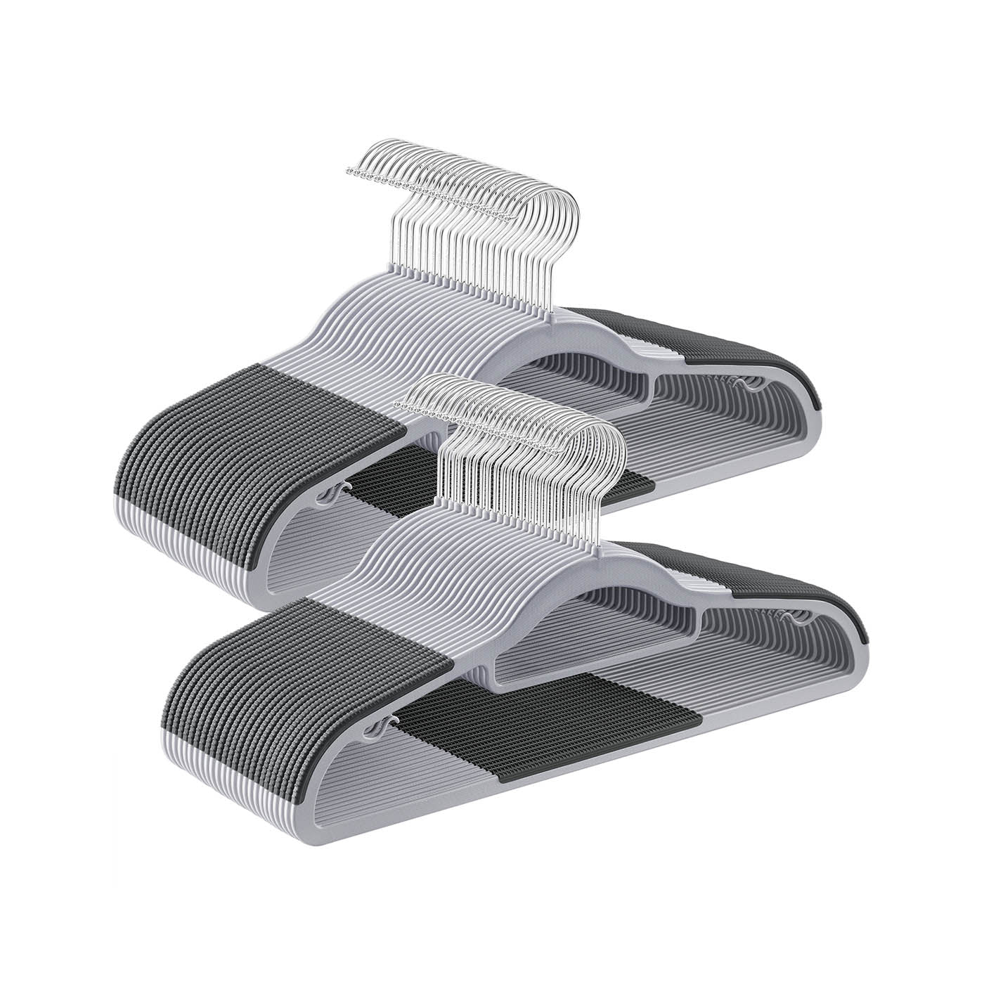 Heavy Duty Plastic Hangers – Non-Slip Design – Grey – 360° Swivel Hook, Space-Saving, 30 Pack