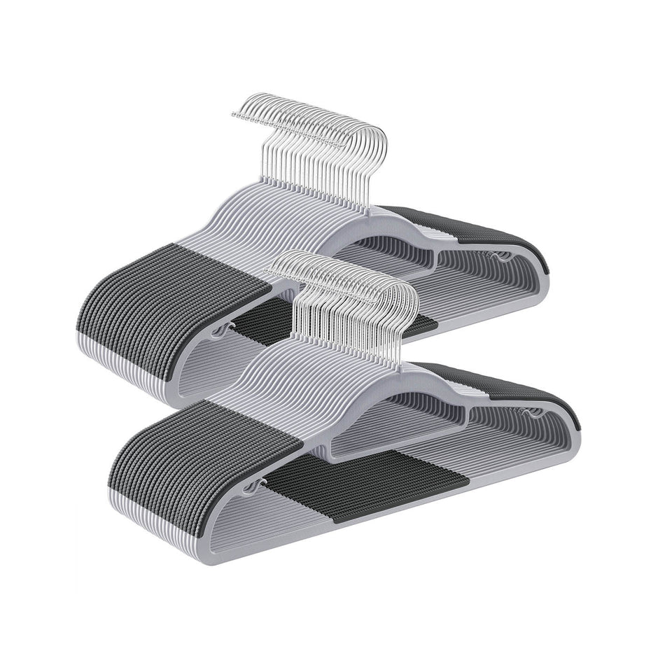 Heavy Duty Plastic Hangers – Non-Slip Design – Grey – 360° Swivel Hook, Space-Saving, 30 Pack