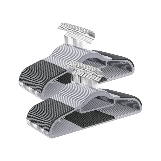 Heavy Duty Plastic Hangers – Non-Slip Design – Grey – 360° Swivel Hook, Space-Saving, 30 Pack