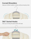 Heavy Duty Plastic Hangers – Non-Slip Design – Grey – 360° Swivel Hook, Space-Saving, 30 Pack