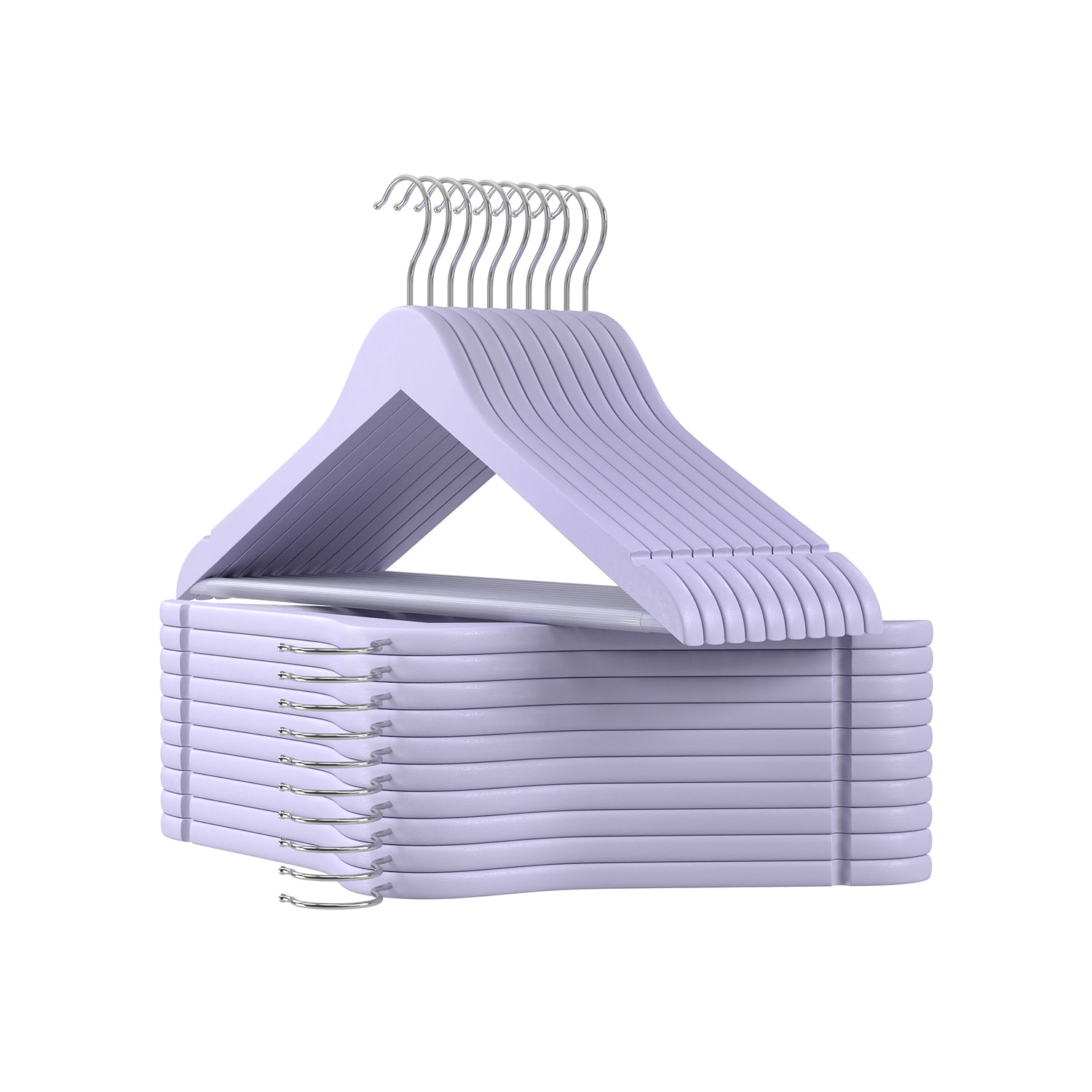 Wooden Hangers – Wood – White – Pack of 50 with Anti-Slip Sleeve and Metal Hook