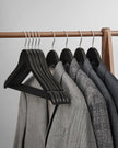 Solid Wood Hangers – Maple – Dark Walnut – 20-Pack with Shoulder Notches and Trousers Bar
