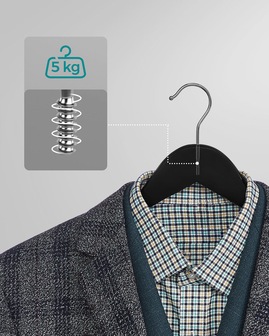 Solid Wood Hangers – Maple – Dark Walnut – 20-Pack with Shoulder Notches and Trousers Bar
