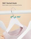 Wooden Hangers – Wood – White – Pack of 50 with Anti-Slip Sleeve and Metal Hook