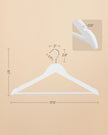 Wooden Hangers – Wood – White – Pack of 50 with Anti-Slip Sleeve and Metal Hook