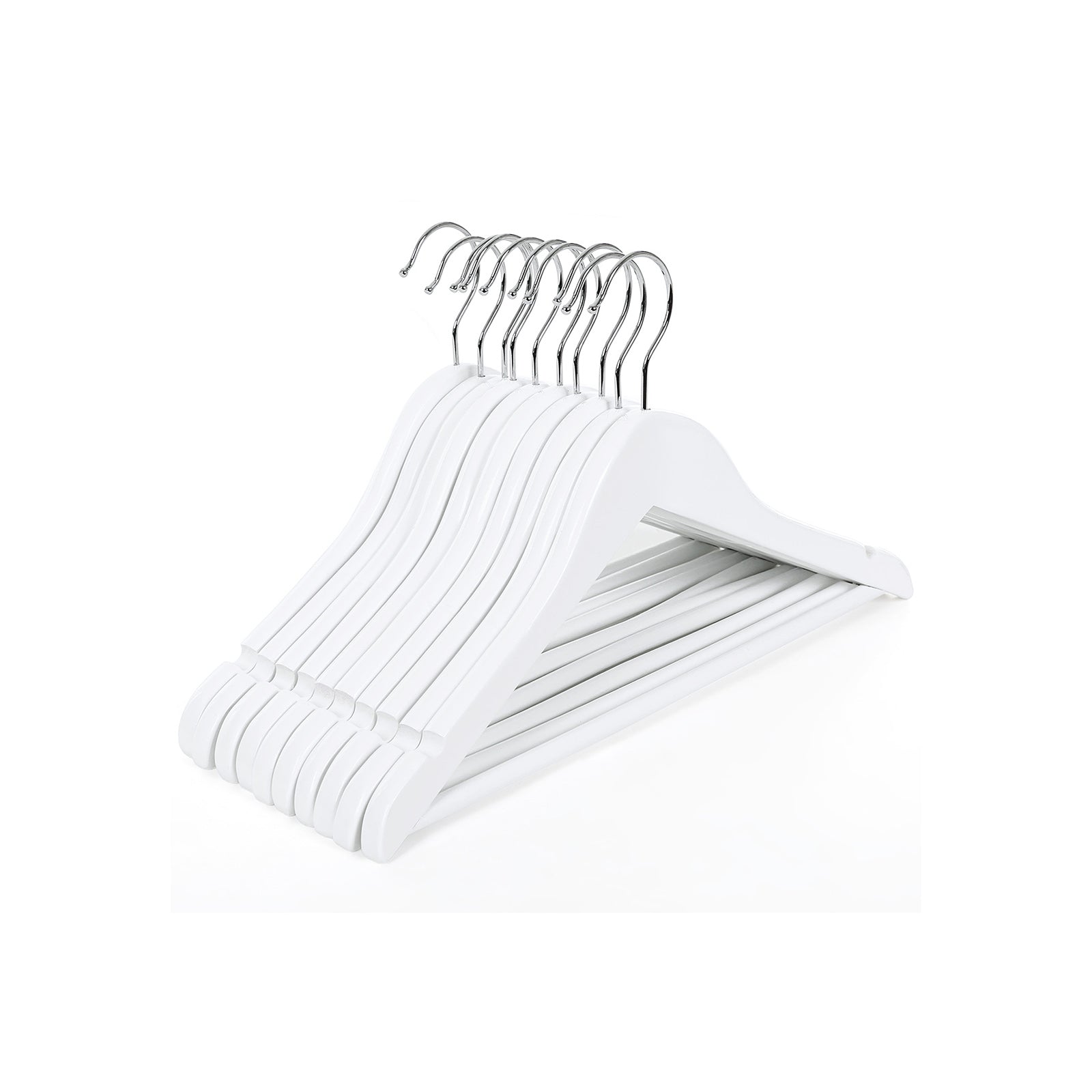 Children's Wooden Clothes Hangers – Wood – White – 360° Rotating Hook with Notches, 35cm