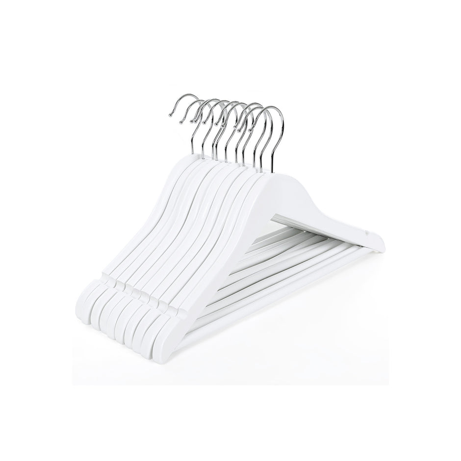 Children's Wooden Clothes Hangers – Wood – White – 360° Rotating Hook with Notches, 35cm