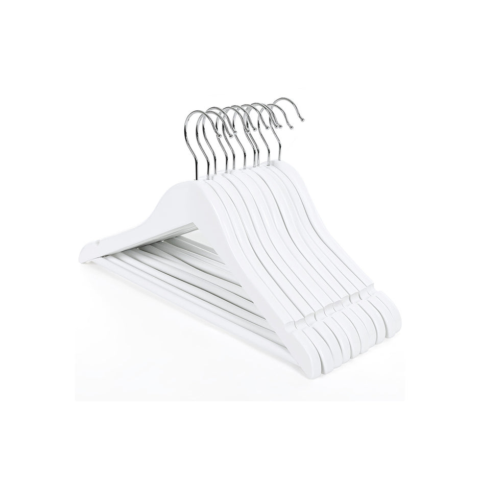 Children's Wooden Clothes Hangers – Wood – White – 360° Rotating Hook with Notches, 35cm