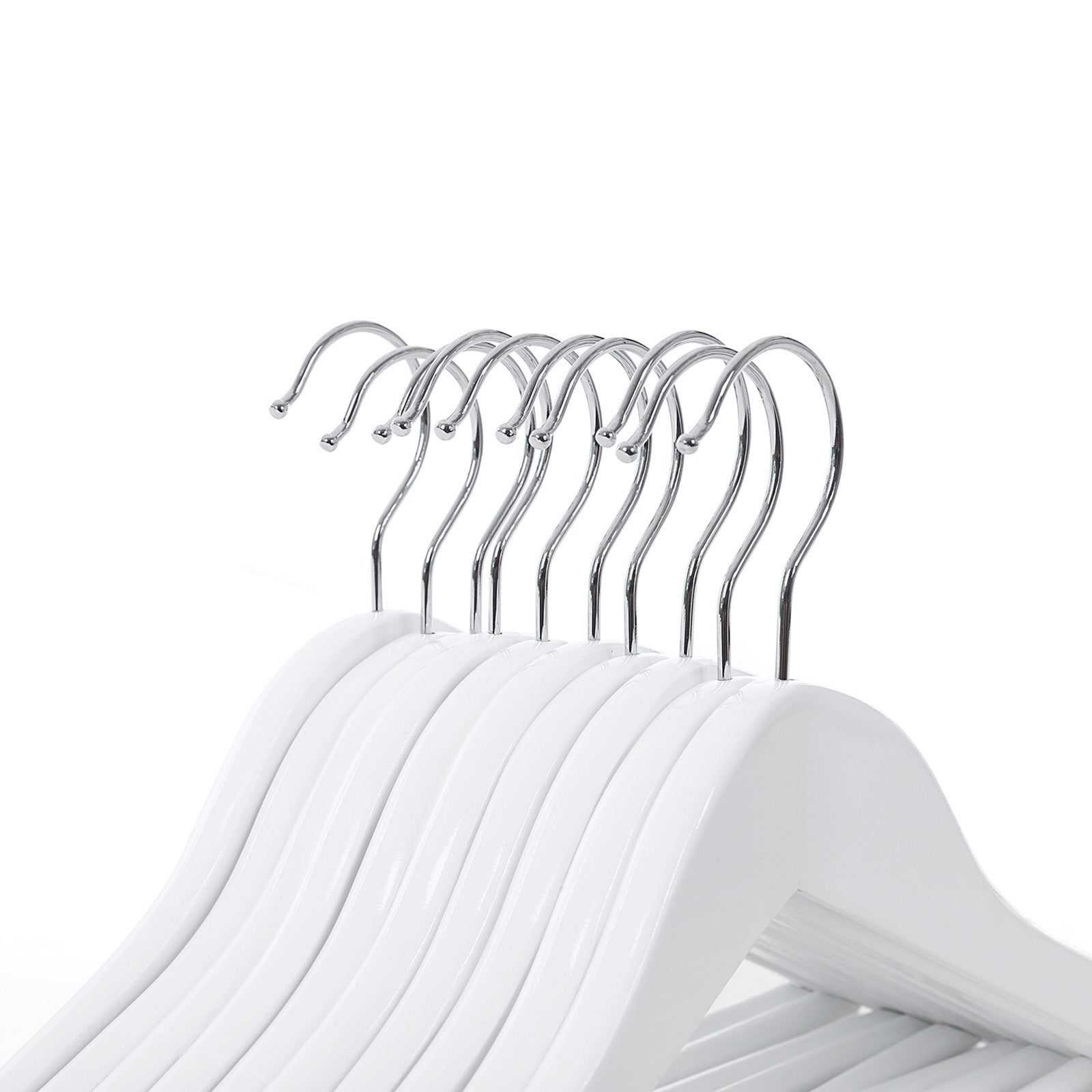 Children's Wooden Clothes Hangers – Wood – White – 360° Rotating Hook with Notches, 35cm