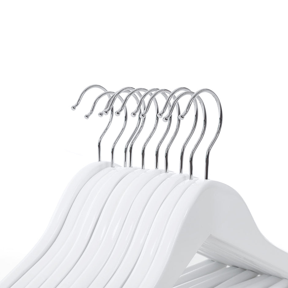 Children's Wooden Clothes Hangers – Wood – White – 360° Rotating Hook with Notches, 35cm