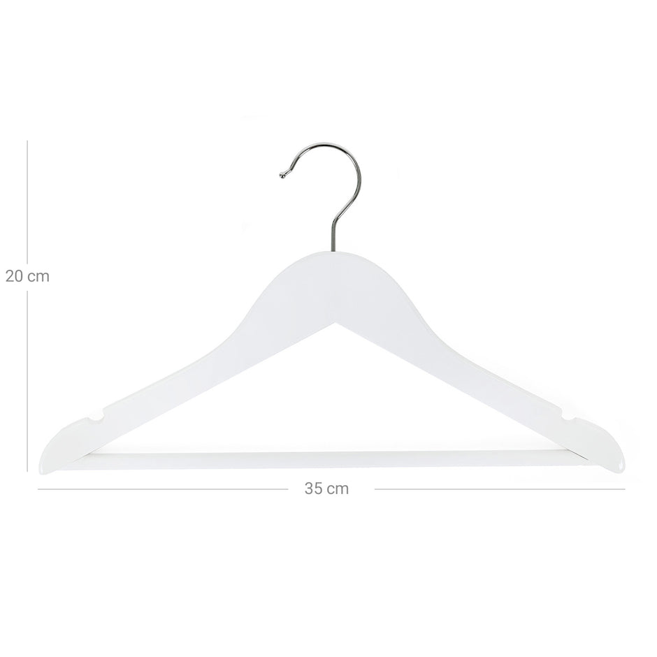 Children's Wooden Clothes Hangers – Wood – White – 360° Rotating Hook with Notches, 35cm