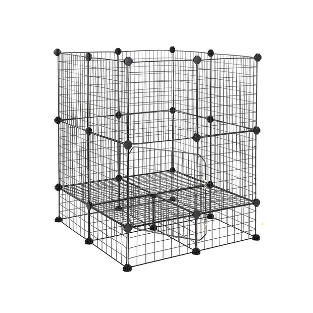 Customizable Pet Playpen – Metal – Black – Indoor Grid Design with Rubber Mallet