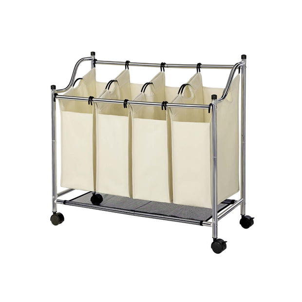 Laundry Cart – Fabric – Black – 4 Removable Bags, 140L Capacity