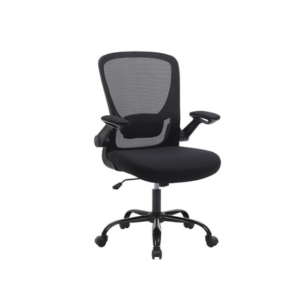 Ergonomic Office Chair – Mesh – Black – Adjustable Lumbar Support, Folding Armrests, 360° Swivel